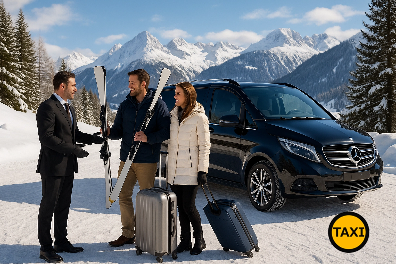 Luxury Ski Transfers in Switzerland – Private Taxi to Verbier, Gstaad, and Crans-Montana